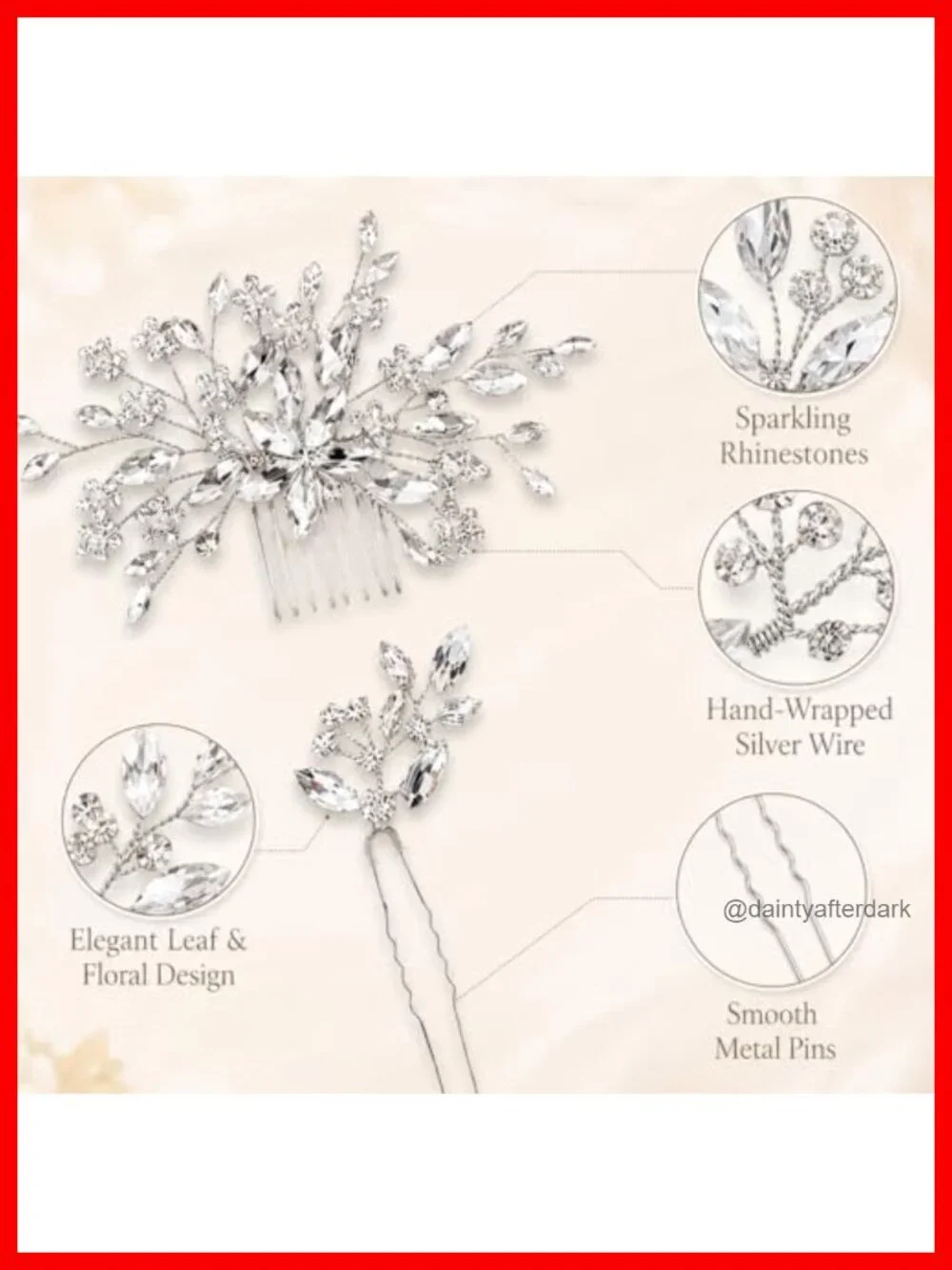 10pcs Rhinestone Hair Pins Set Crystal Bridal Hair Accessories Wedding Hair